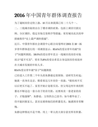 2016年中国青年群体调查报告