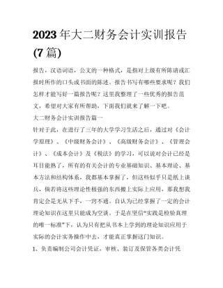 2023年大二财务会计实训报告(7篇)