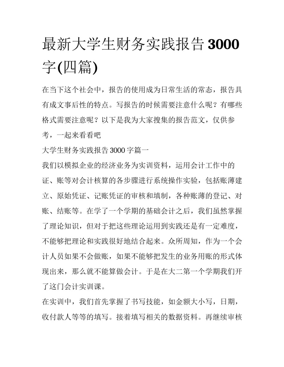 最新大学生财务实践报告3000字(四篇)_第1页