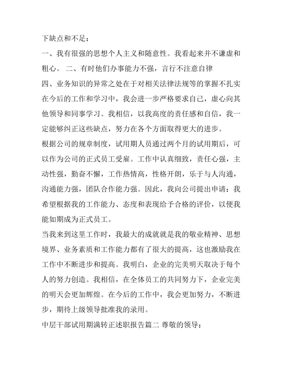 2023年中层干部试用期满转正述职报告(精选10篇)_第2页