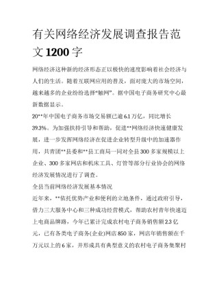 有关网络经济发展调查报告范文1200字