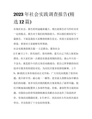 2023年社会实践调查报告(精选12篇)
