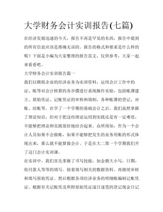 大学财务会计实训报告(七篇)