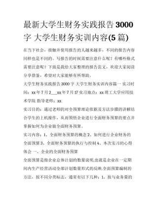 最新大学生财务实践报告3000字 大学生财务实训内容(5篇)