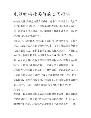 电器销售业务员的实习报告