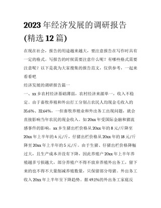 2023年经济发展的调研报告(精选12篇)
