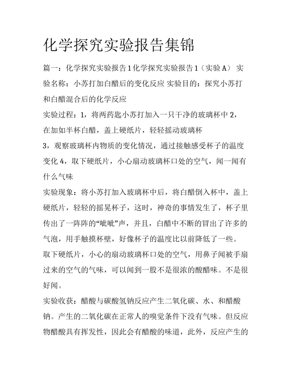 化学探究实验报告集锦_第1页