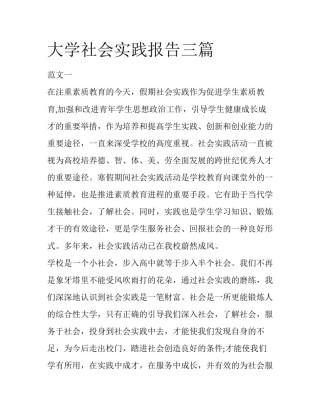 大学社会实践报告三篇