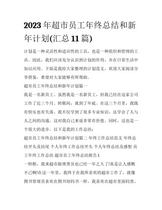2023年超市员工年终总结和新年计划(汇总11篇)