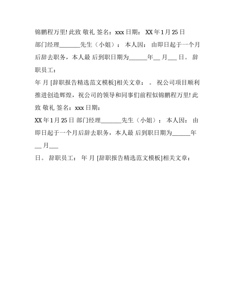 辞职报告精选范文模板_第2页