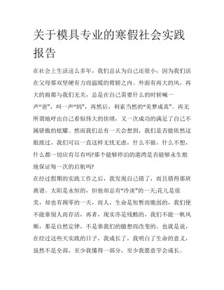 关于模具专业的寒假社会实践报告