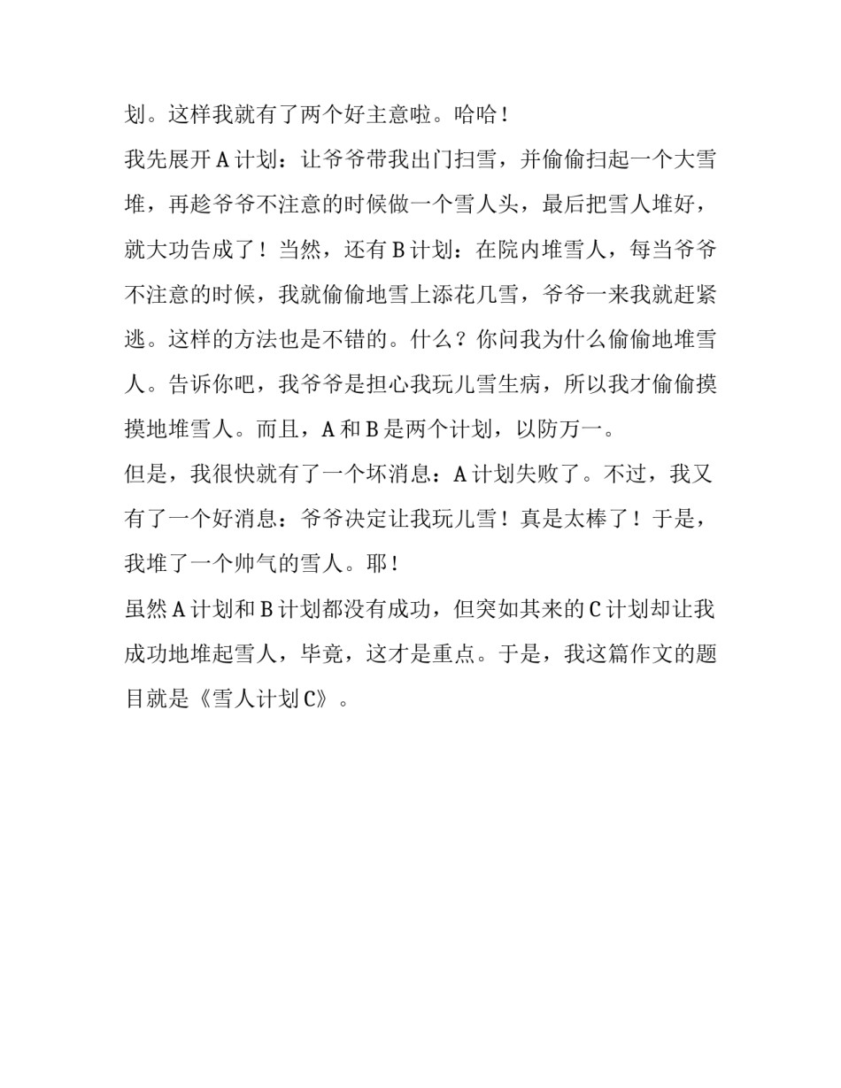 雪人计划_我的寒假生活作文700字_第2页