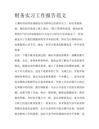 财务实习工作报告范文