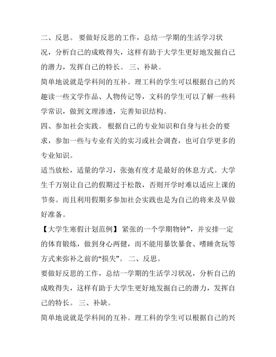 大学生怎么制定寒假计划_第2页