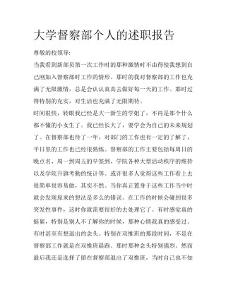 大学督察部个人的述职报告