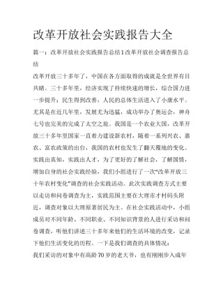 改革开放社会实践报告大全