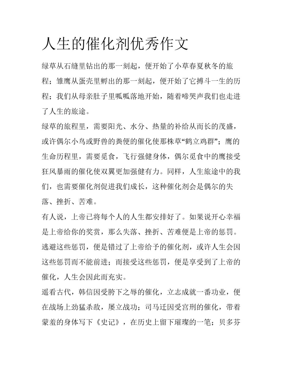人生的催化剂优秀作文_第1页