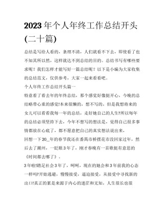 2023年个人年终工作总结开头(二十篇)