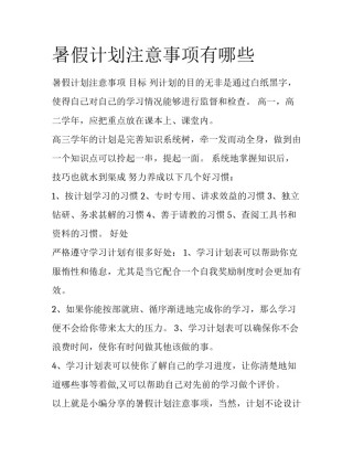 暑假计划注意事项有哪些