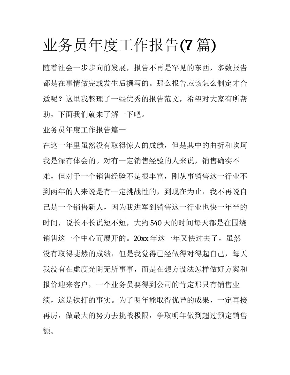 业务员年度工作报告(7篇)_第1页