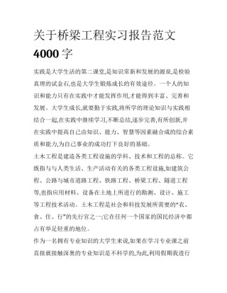 关于桥梁工程实习报告范文4000字