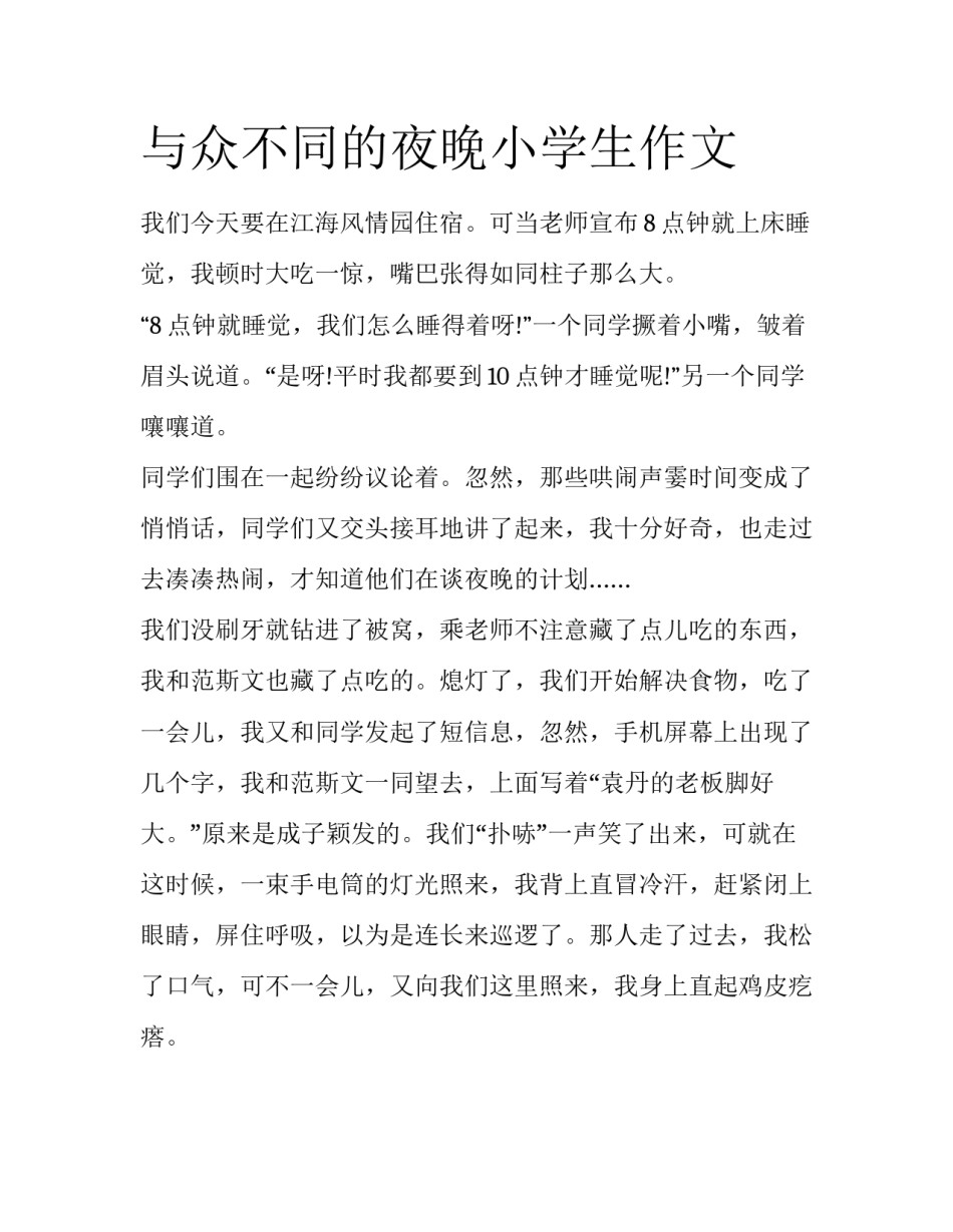 与众不同的夜晚小学生作文_第1页