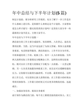 年中总结与下半年计划(5篇)