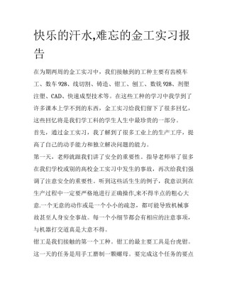 快乐的汗水,难忘的金工实习报告