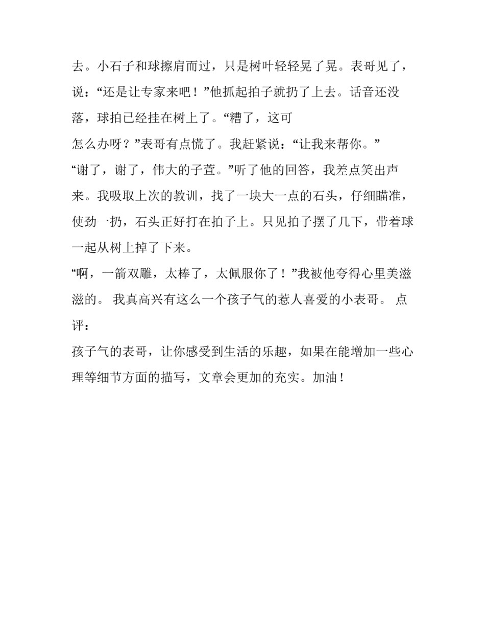 孩子气的表哥写人作文_第2页