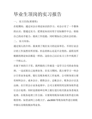 毕业生顶岗的实习报告