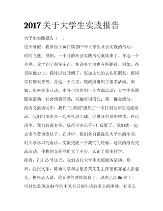 2017关于大学生实践报告