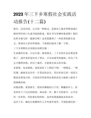 2023年三下乡寒假社会实践活动报告(十二篇)