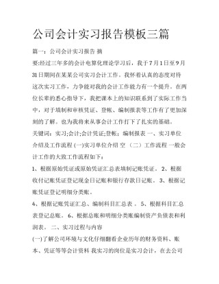 公司会计实习报告模板三篇