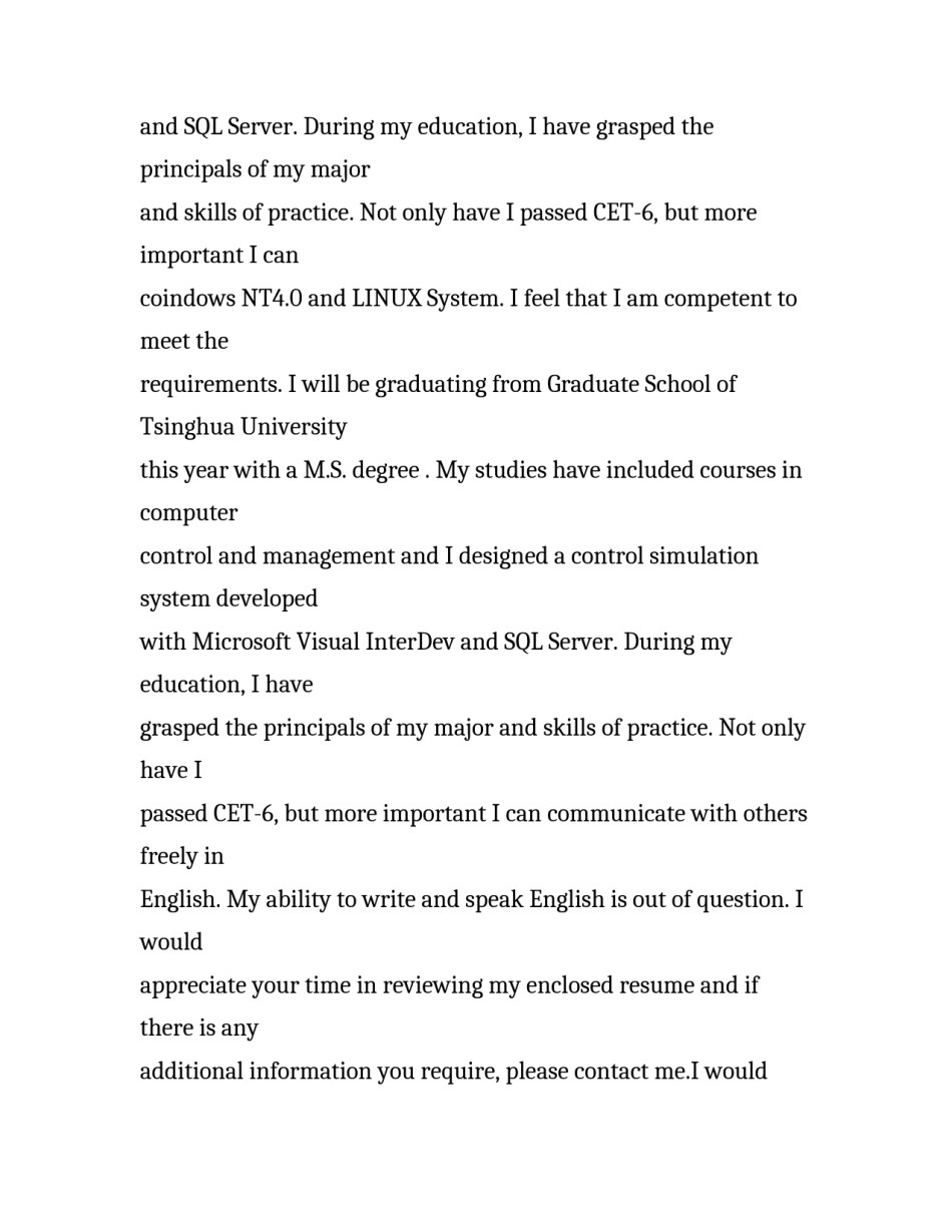 大学生求职信英文范文_第2页