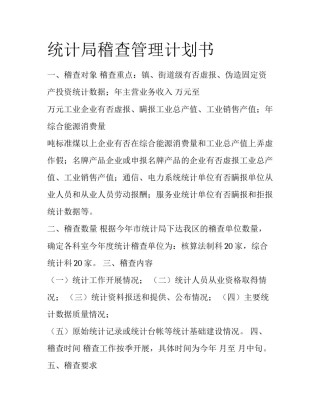 统计局稽查管理计划书