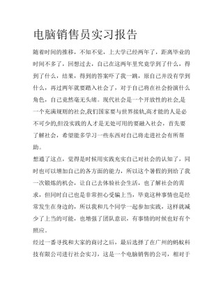 电脑销售员实习报告