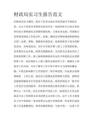 财政局实习生报告范文