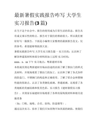 最新暑假实践报告咋写 大学生实习报告(3篇)