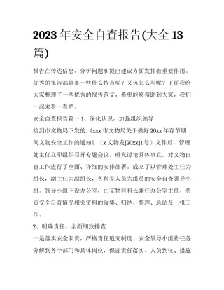 2023年安全自查报告(大全13篇)