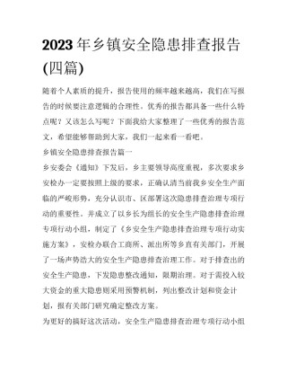 2023年乡镇安全隐患排查报告(四篇)