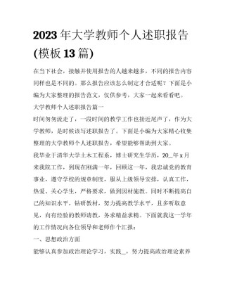 2023年大学教师个人述职报告(模板13篇)