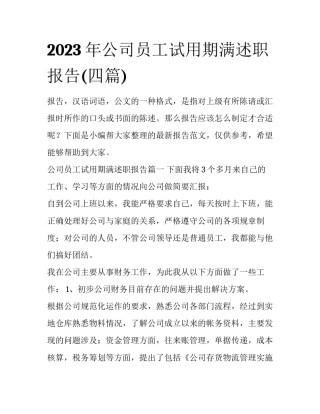 2023年公司员工试用期满述职报告(四篇)