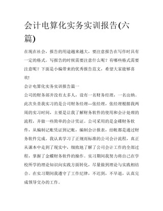 会计电算化实务实训报告(六篇)