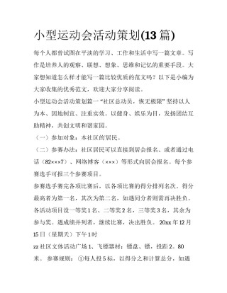 小型运动会活动策划(13篇)