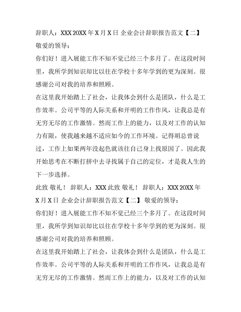 企业会计辞职报告范文_第2页
