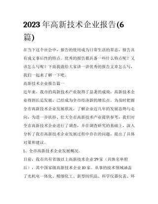 2023年高新技术企业报告(6篇)