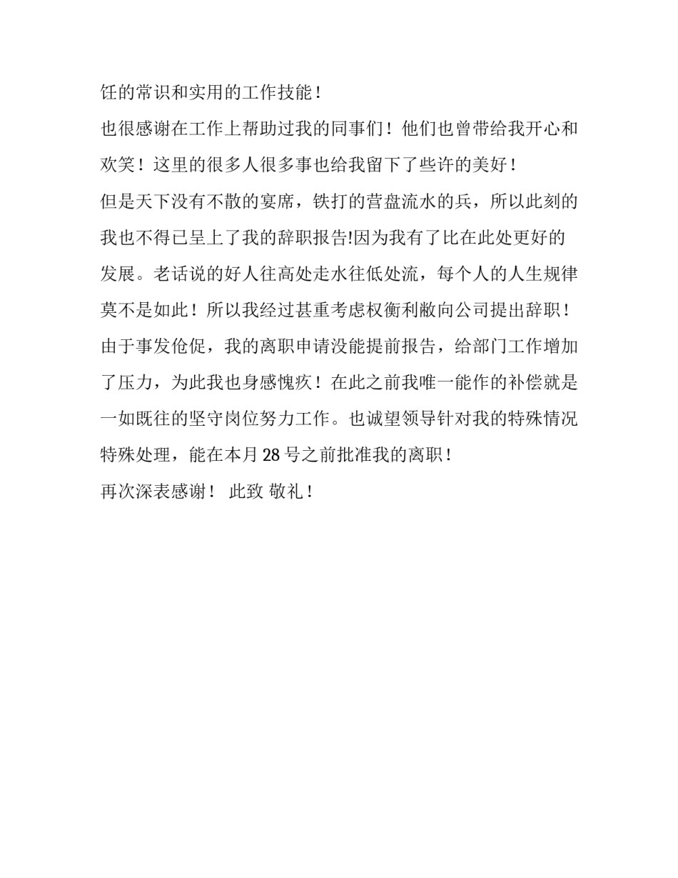 厨师辞职报告模板_第2页