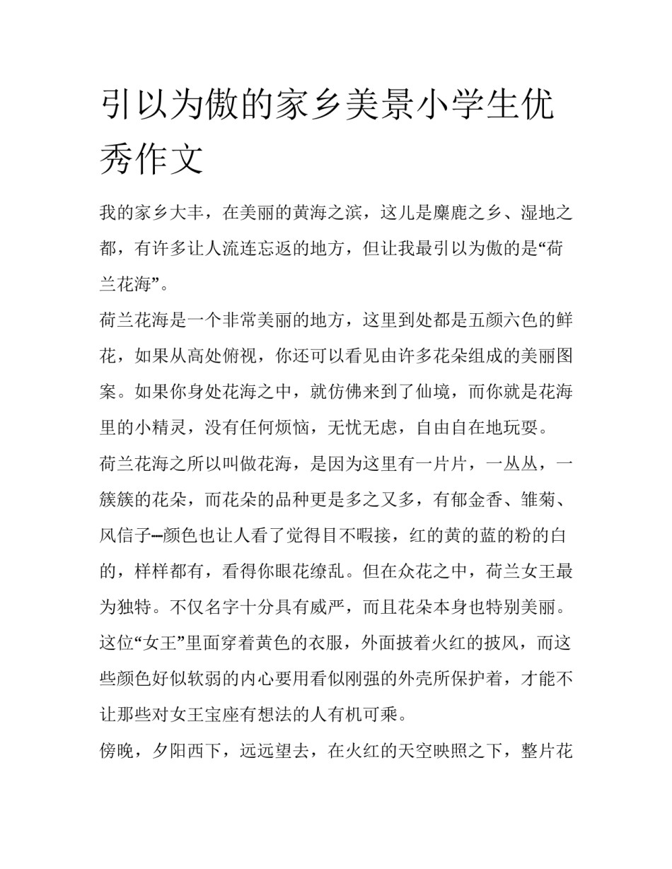 引以为傲的家乡美景小学生优秀作文_第1页