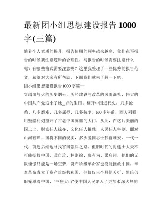 最新团小组思想建设报告1000字(三篇)