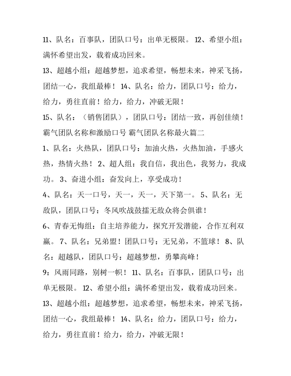 2023年霸气团队名称和激励口号 霸气团队名称最火(3篇)_第2页